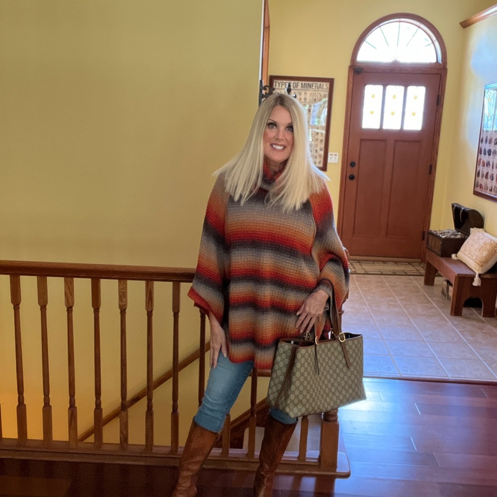 Ruff Hewn Vibrant Striped Poncho